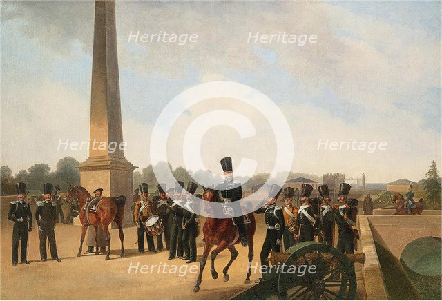 Lifeguards Regiment on the Connetable Square in Gatchina. Artist: Willewalde, Gottfried (Bogdan Pavlovich) (1818-1903)