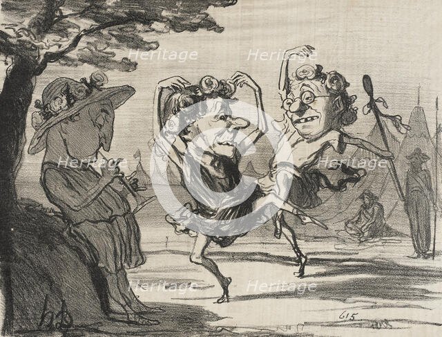 Les trois disciples de Mr. Cobdem se livrant.., 1854. Creator: Honore Daumier.