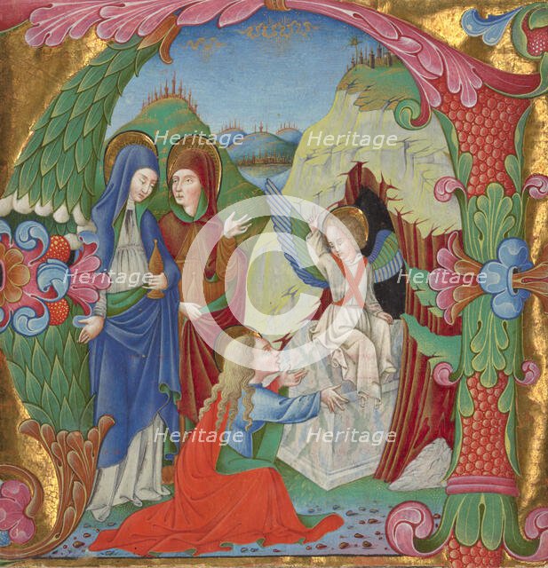 Initial A: The Women at the Tomb, about 1465. Creator: Bartolomeo Rigossi da Gallarate.