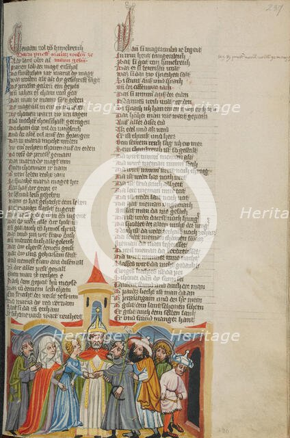 The Marriage of the Virgin; Weltchronik, about 1400-1410. Creator: Unknown.