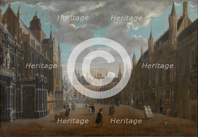 Burg Square in Bruges, 1696. Creator: Meunincxhove, Jan Baptist van (c. 1620/25-1703/04).