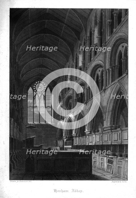 'Hexham Abbey', c1830.  Creator: Byrne.