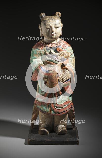 Altar Attendant (Tongja) Holding a Phoenix (image 1 of 4), 18th century. Creator: Unknown.