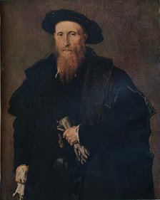 Portrait of a gentleman with gloves, 1543, (1930).  Creator: Lorenzo Lotto.