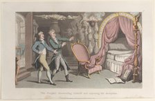 The Prophet discovering himself and exposing the deception, from "Journal of Sentimental T..., 1821. Creator: Thomas Rowlandson.