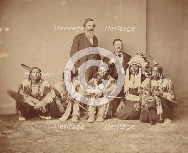 General J. E. Smith and Indians, 1870s. Creator: Mathew Brady.