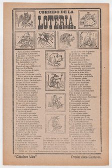 Broadsheet with a ballad about bingo, illustrations of different animals and peop..., ca. 1910-1913. Creator: José Guadalupe Posada.