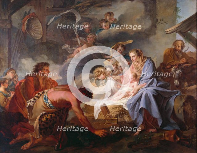 The Adoration of the Shepherds, 1745. Creator: Jean Baptiste Marie Pierre.