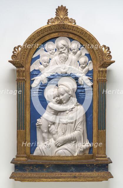 Madonna and Child with God the Father and Cherubim, 1480/1490. Creator: Studio of Andrea della Robbia.