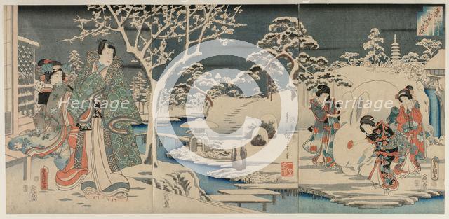 The Snowy Garden, 1854. Creator: Utagawa Hiroshige (Japanese, 1797-1858); Utagawa Kunisada (Japanese, 1786-1865).