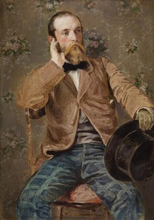 Self-Portrait with Flowered Wallpaper, 1848-1850 (?). Creator: Richard Caton Woodville.