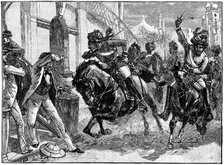 Mounted rebel Sepoys charging through the streets of Delhi, Indian Mutiny, May 1857 (c1895). Artist: Unknown