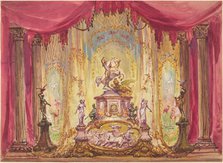 Stage Set with a Statue Of Saint George Slaying the Dragon. Creator: Robert Caney.