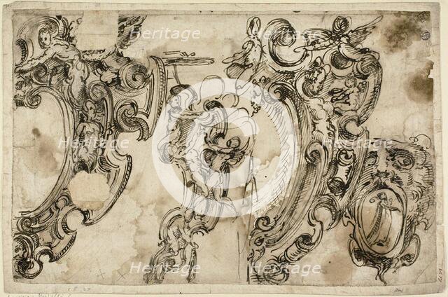 Sketches of Decorative Motifs (recto), 1629/60. Creator: Agostino Mitelli.