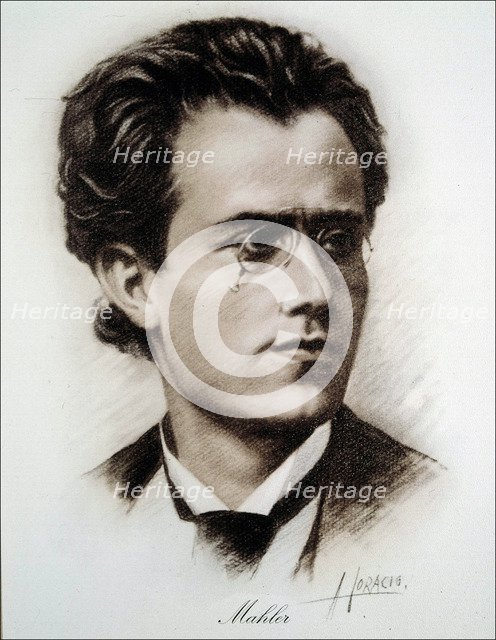 Gustav Mahler (1860-1911), Austrian composer and musician, drawing by Horacio.