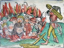 Burning of the Jews at Deggendorf in 1338 (from the Schedel's Chronicle of the World), 1493. Creator: Wolgemut, Michael (1434-1519).