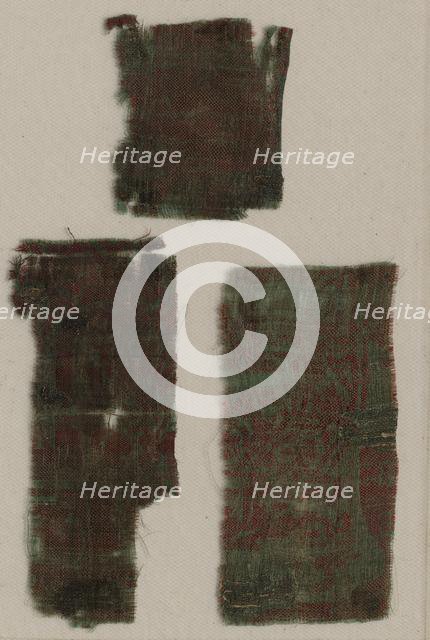 Three Fragments of Italian Gothic Silk, 1300s. Creator: Unknown.