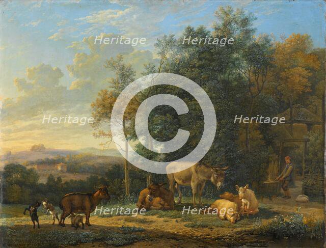 Landscape with Two Donkeys, Goats and Pigs, 1655. Creator: Karel Du Jardin.