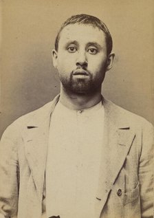 Berson. Samuel. 28 ans, né le 3/?/65 à Dinabourg (Russie). Tailleur d'habits. Anarchiste. ..., 1894. Creator: Alphonse Bertillon.