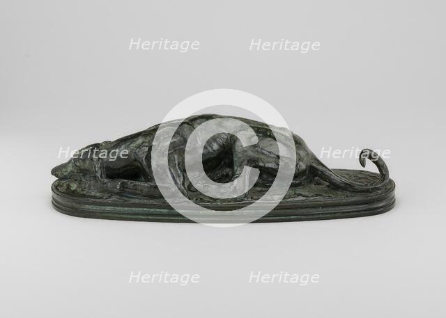 Reclining Greyhound, model n.d., cast c. 1845/1874. Creator: Antoine-Louis Barye.