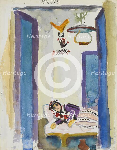 Woman on a Divan, 1914. Creator: August Macke.