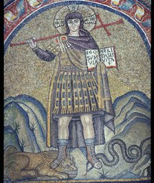Mosaic of Christ dressed as a Roman soldier, 6th century. Artist: Unknown