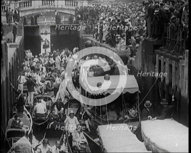 Boats Gathering at Boulter's Lock, 1921. Creator: British Pathe Ltd.