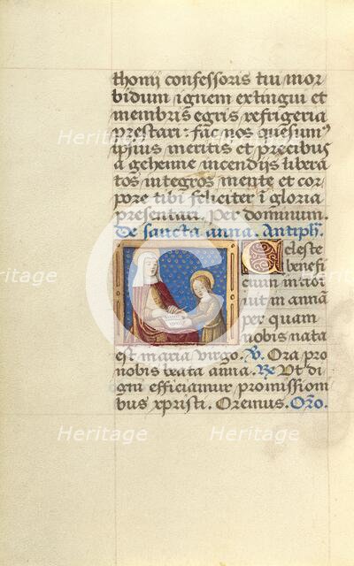 Anna Teaching the Virgin Reading; Poncher Hours, about 1500. Creator: Master of Jacques de Besancon.