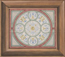 Design for painted decoration of a ceiling incorporating interwined initials: DD, second half 19th c Creators: Jules-Edmond-Charles Lachaise, Eugène-Pierre Gourdet.