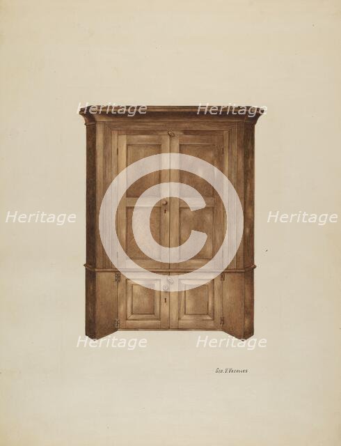 Corner Cupboard, c. 1937. Creator: George V. Vezolles.