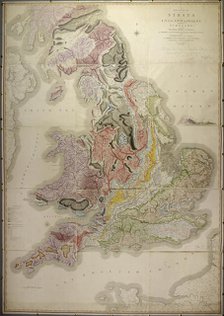 William Smith's geological map of 1815, called A Delineation of the Strata of England and Wales, wit Creator: William Smith.