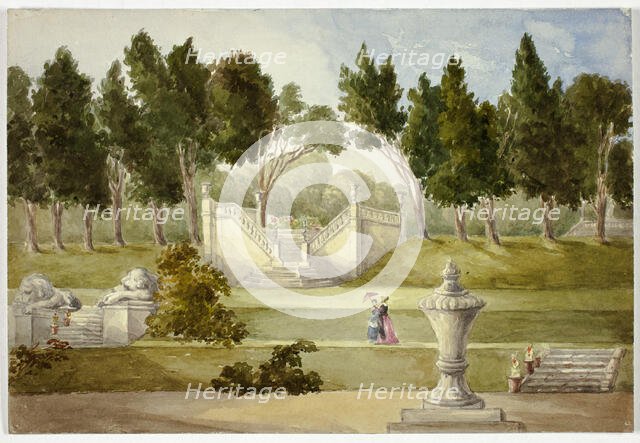 Garden at Clifton Hall, July 1845. Creator: Elizabeth Murray.