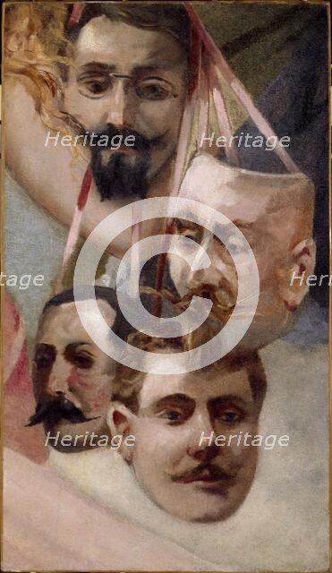 Masks of the poet-songwriters of Le Chat noir, between 1801 and 1900. Creator: Unknown.