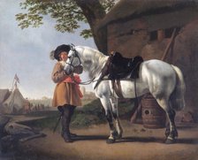 'A Cavalier with a Grey Horse', 17th century. Artist: Abraham Pietersz van Kalraet.