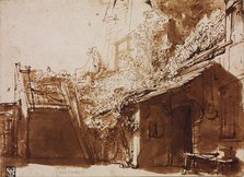 Farmhouse in Light and Shadow. Artist: Rembrandt van Rhijn (1606-1669)