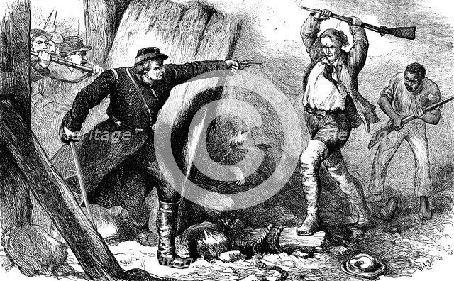 Capture of John Brown in the engine house, c1880. Artist: Unknown