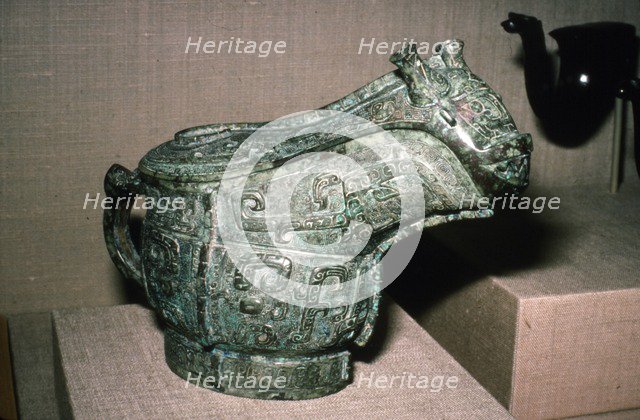 Chinese Bronze Ritual Wine Vessel, late Shang Dynasty 12th-11th century BC. Artist: Unknown.