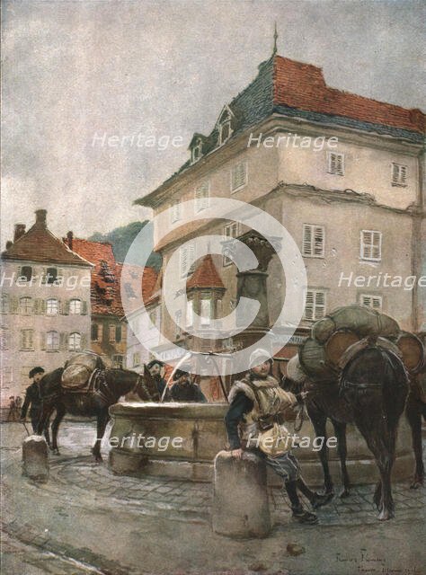 'Un fontaine a Thann', 1915. Creator: Francois Flameng.