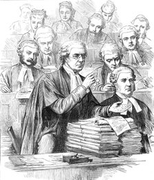 The Tichborne Trial: Mr. Hawkins addressing the jury, 1874. Creator: Unknown.