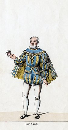 Sir William Sands, costume design for Shakespeare's play, Henry VIII, 19th century. Artist: Unknown