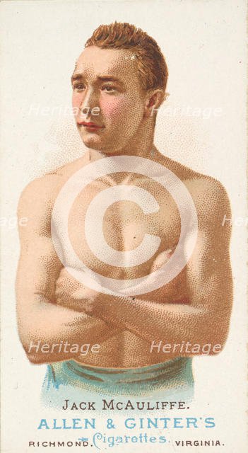 Jack McAuliffe, Pugilist, from World's Champions, Series 1 (N28) for Allen & Ginter Cigare..., 1887. Creator: Allen & Ginter.