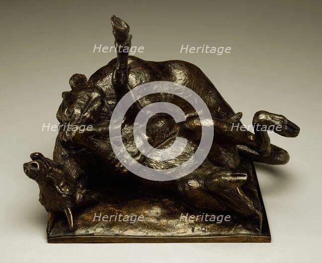 Tiger Devouring an Antelope, c1834. Creator: Antoine-Louis Barye.