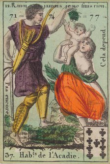 Hab.t de l'Acadie from Playing Cards (for Quartets) 'Costumes des Peuples..., 1700-1799. Creator: Anon.
