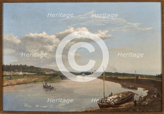 View of Pozajscie on the Niemen River, 1845. Creator: Wincenty Dmochowski.