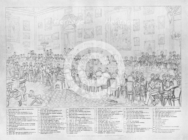 Key to an engraving of 'The Banquet after the Battle of Waterloo', c1815. Artist: William Greatbach.
