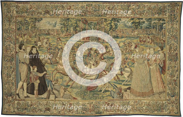 Tournament (Carrousel des chevaliers bretons et irlandais à Bayonne), from the Valois Tapestries, ca Creator: Master MGP, Brussels (active 1570s).