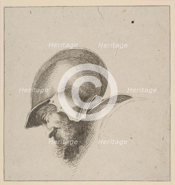 Plate 10: head of a soldier, from 'Drawing Basics' (I principii del disegno), after 1641. Creator: Unknown.