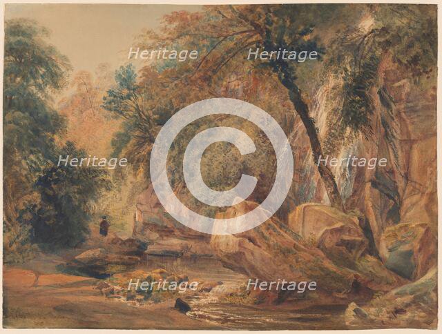 Waterfall in the Dingle at Badger Hall, probably 1841. Creator: Peter de Wint.