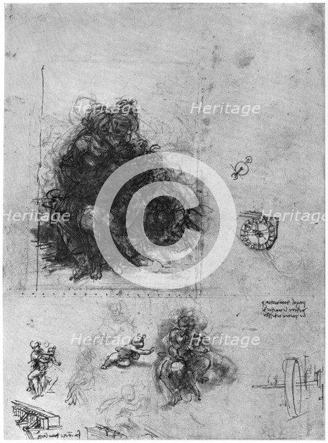 Studies for 'The Virgin and Child with St Anne and John the Baptist', 1503 (1954).Artist: Leonardo da Vinci