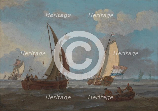 Dutch Shipping off the Low Countries, 18th century. Creator: Adam Silo.